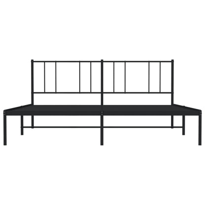Black Metal Bed Frame with Headboard, No Mattress, 200x200cm