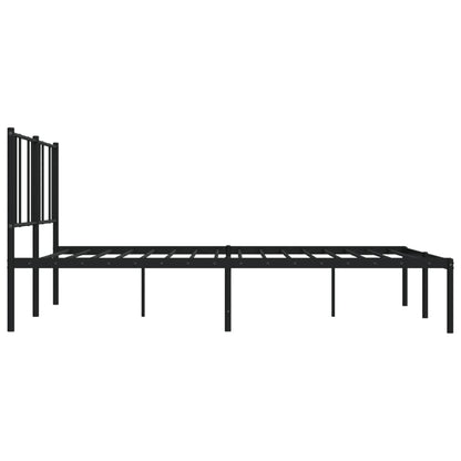 Black Metal Bed Frame with Headboard, No Mattress, 200x200cm