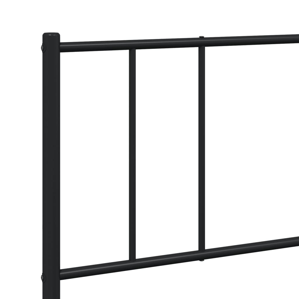 Black Metal Bed Frame with Headboard, No Mattress, 200x200cm