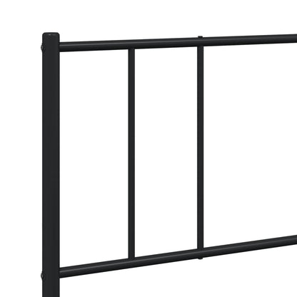 Black Metal Bed Frame with Headboard, No Mattress, 200x200cm