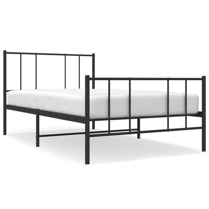 Black Metal Bed Frame with Footboard, No Mattress, 80x200cm