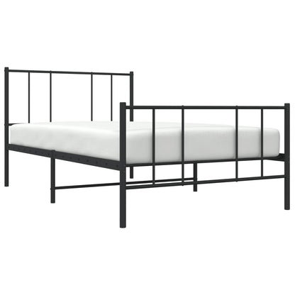 Black Metal Bed Frame with Footboard, No Mattress, 80x200cm