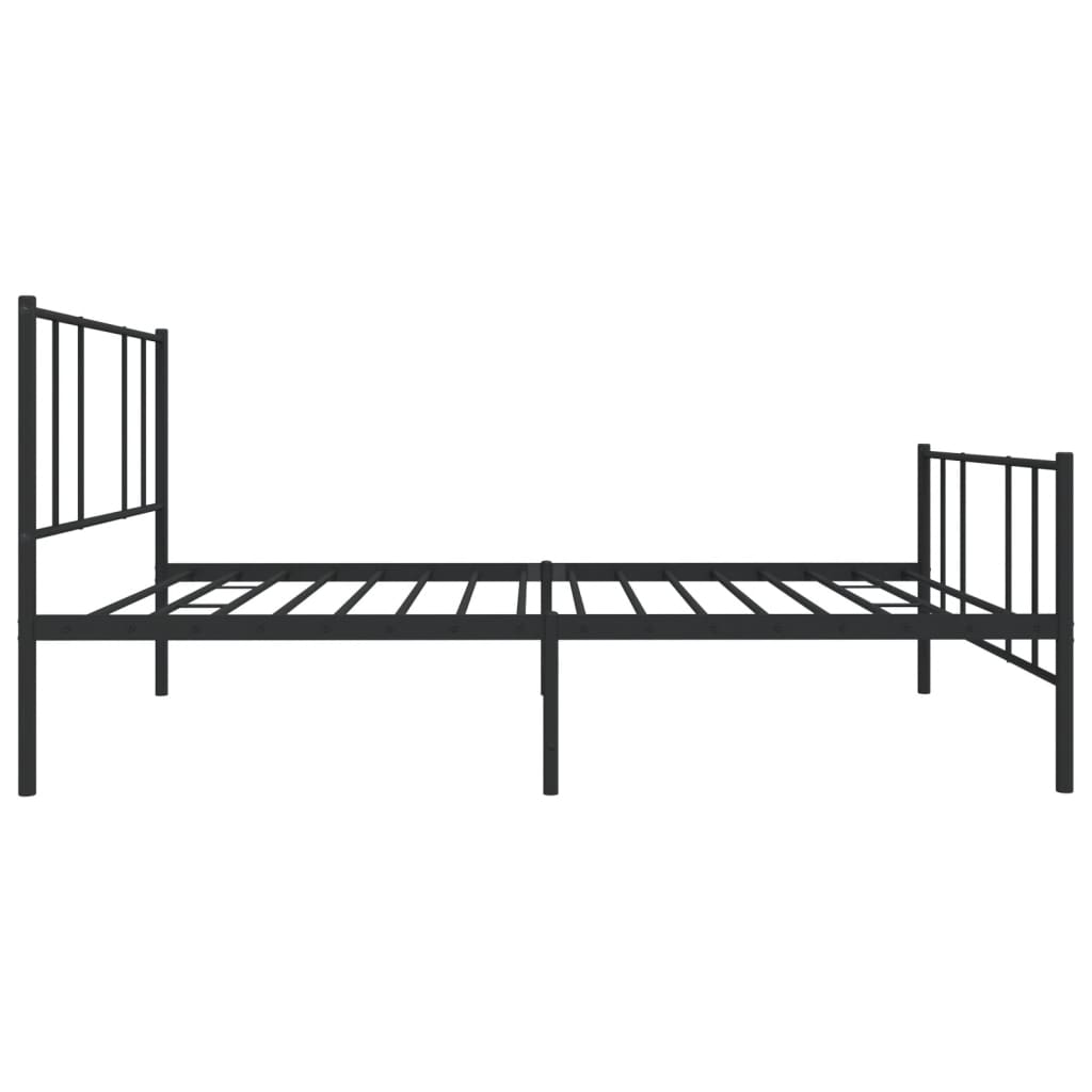Black Metal Bed Frame with Footboard, No Mattress, 80x200cm