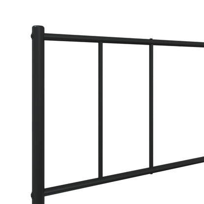 Black Metal Bed Frame with Footboard, No Mattress, 80x200cm
