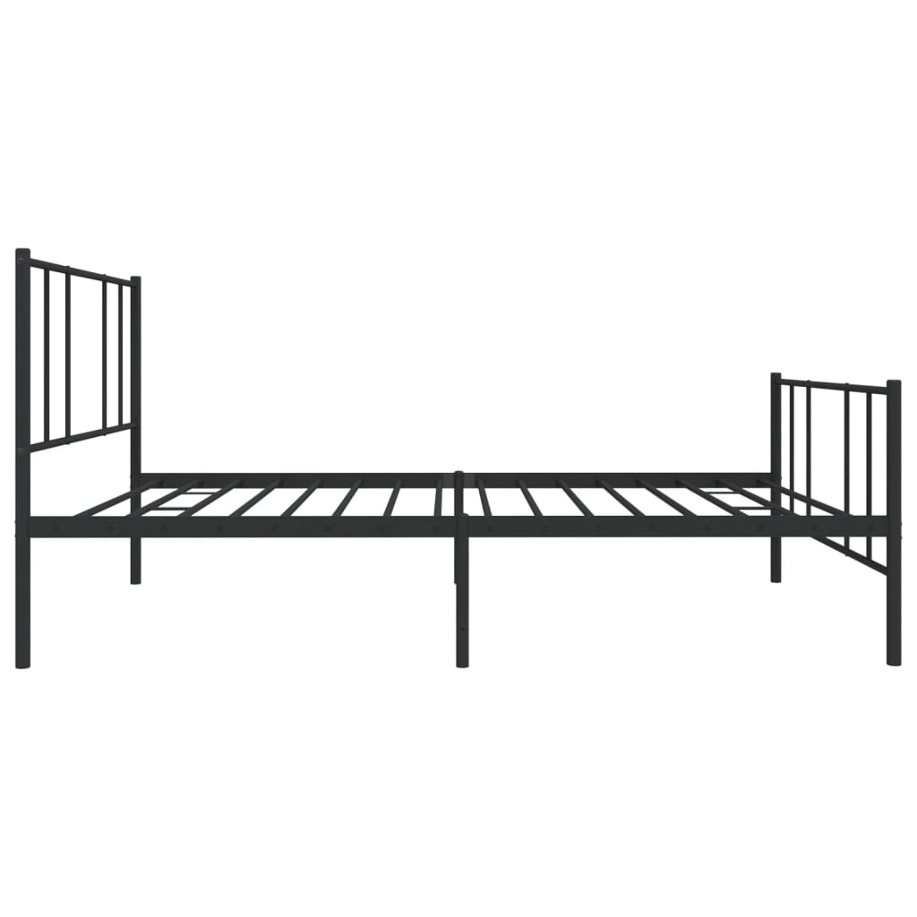 Black Metal Bed Frame with Footboard - 90x190cm Sturdy Design