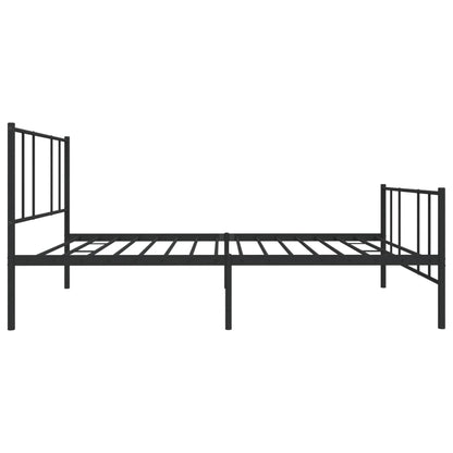 Black Metal Bed Frame with Footboard - 90x190cm Sturdy Design