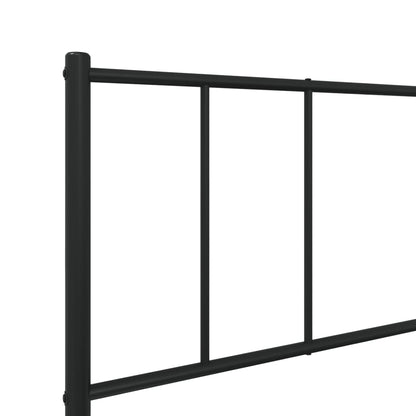 Black Metal Bed Frame with Footboard, 90x200cm - No Mattress Included