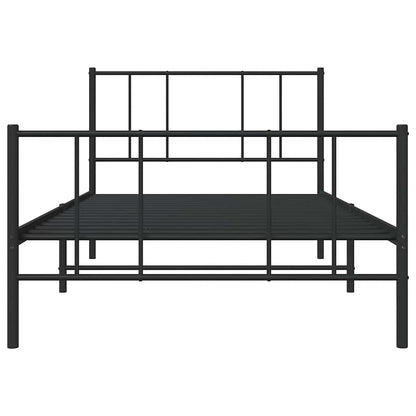 Sleek Black Metal Bed Frame with Footboard, 100x190cm