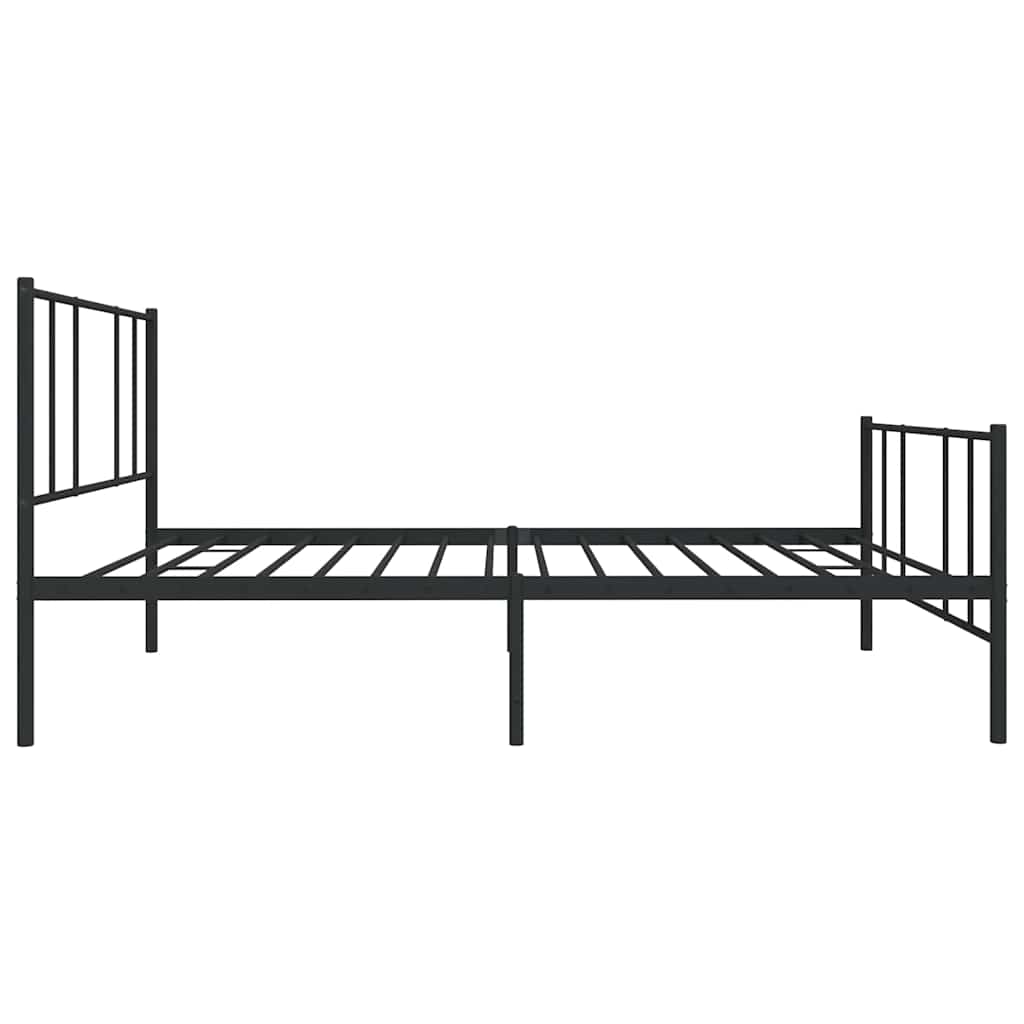 Sleek Black Metal Bed Frame with Footboard, 100x190cm
