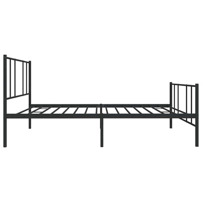 Sleek Black Metal Bed Frame with Footboard, 100x190cm