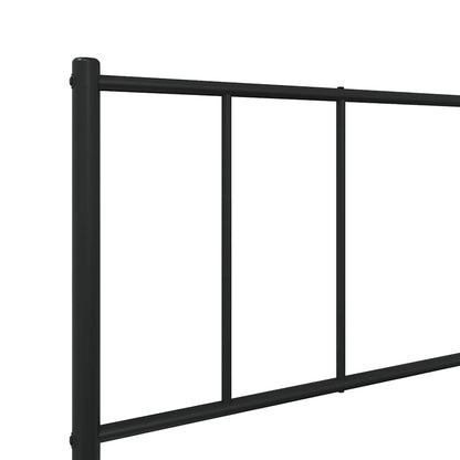 Sleek Black Metal Bed Frame with Footboard, 100x190cm