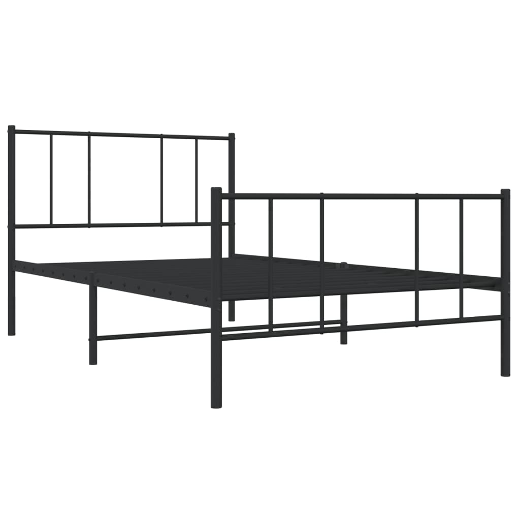 Black Metal Bed Frame with Footboard - 107x203cm (No Mattress)