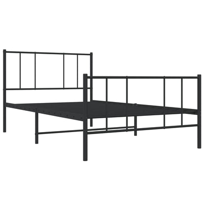 Black Metal Bed Frame with Footboard - 107x203cm (No Mattress)