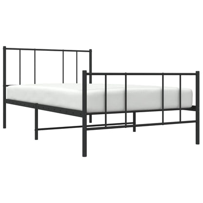 Black Metal Bed Frame with Footboard - 107x203cm (No Mattress)