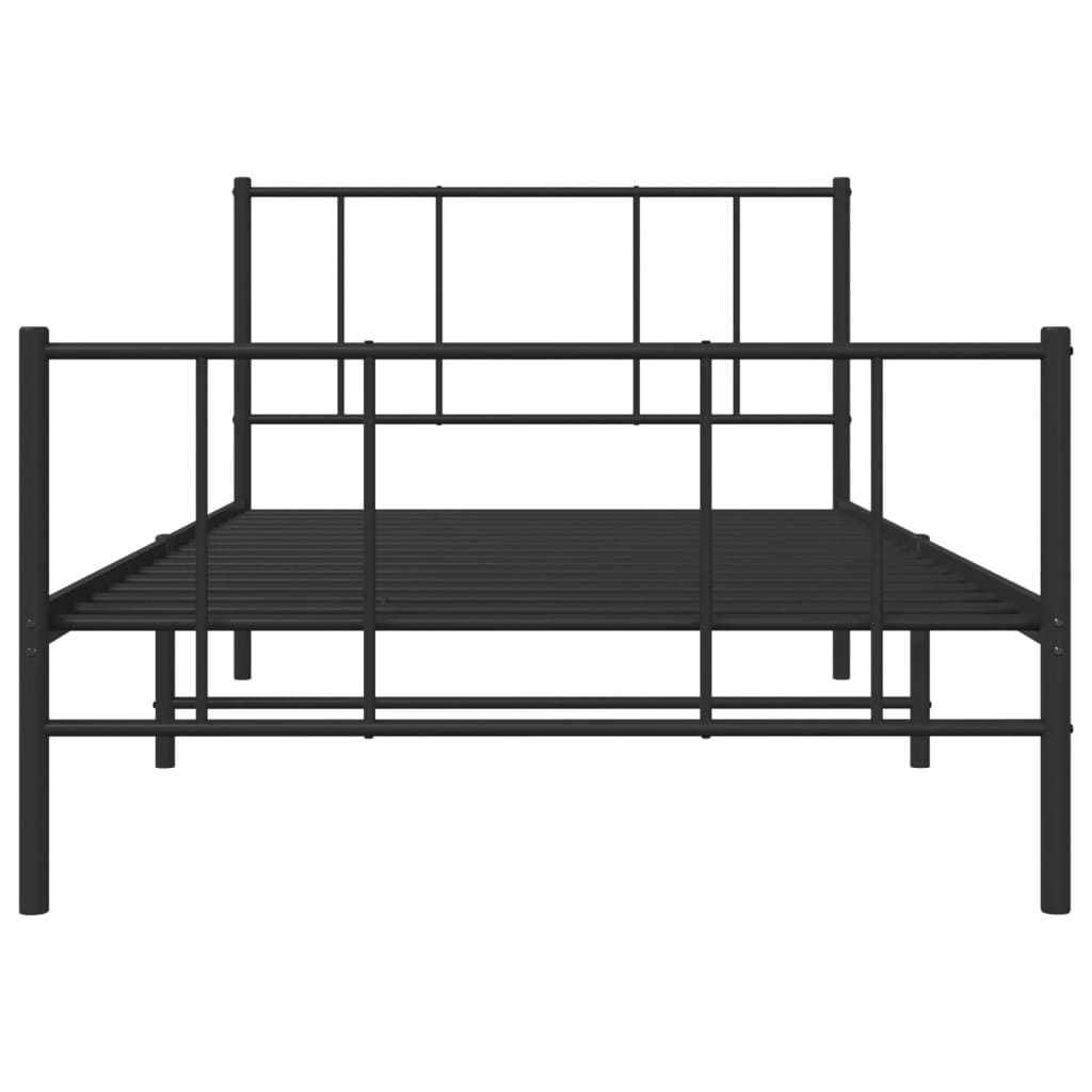 Black Metal Bed Frame with Footboard - 107x203cm (No Mattress)