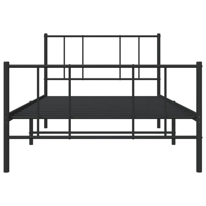 Black Metal Bed Frame with Footboard - 107x203cm (No Mattress)