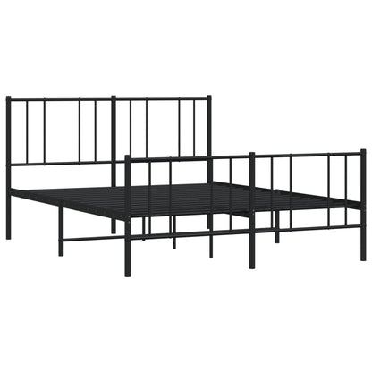Black Metal Bed Frame with Footboard - 120x190cm, No Mattress