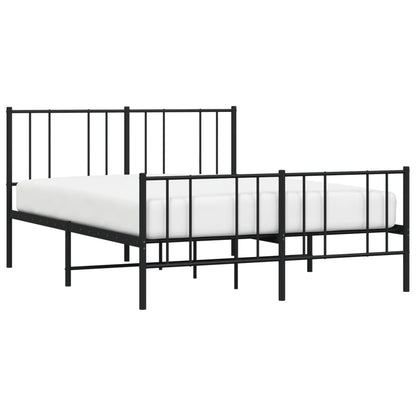 Black Metal Bed Frame with Footboard - 120x190cm, No Mattress