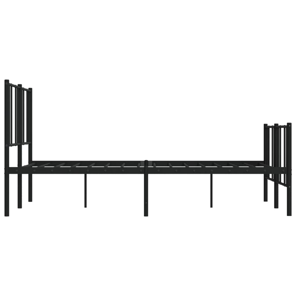 Black Metal Bed Frame with Footboard - 120x190cm, No Mattress