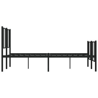 Black Metal Bed Frame with Footboard - 120x190cm, No Mattress