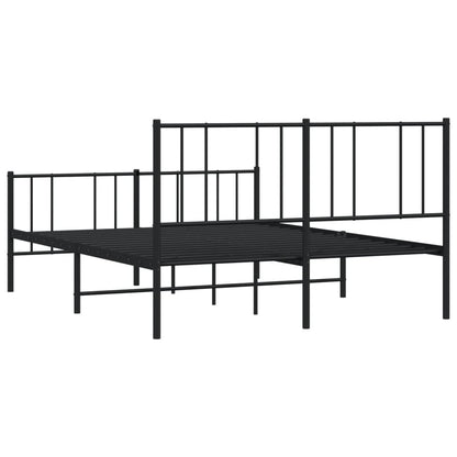 Black Metal Bed Frame with Footboard - 120x190cm, No Mattress