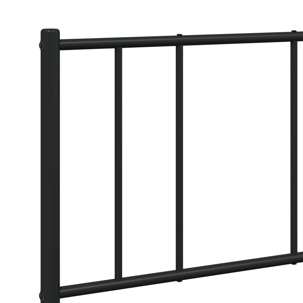 Black Metal Bed Frame with Footboard - 120x190cm, No Mattress