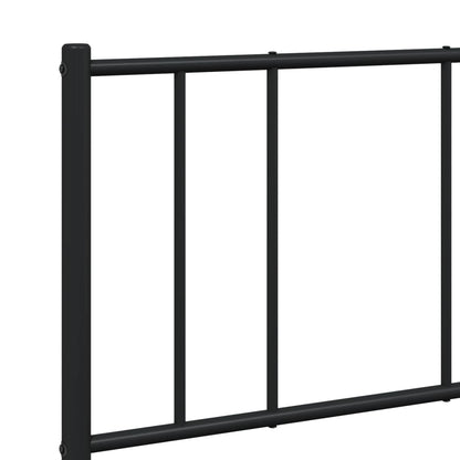 Black Metal Bed Frame with Footboard - 120x190cm, No Mattress