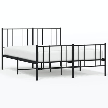 Stylish Black Metal Bed Frame with Footboard 120x200cm