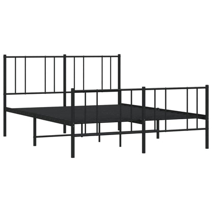 Stylish Black Metal Bed Frame with Footboard 120x200cm