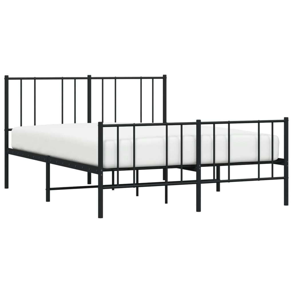 Stylish Black Metal Bed Frame with Footboard 120x200cm