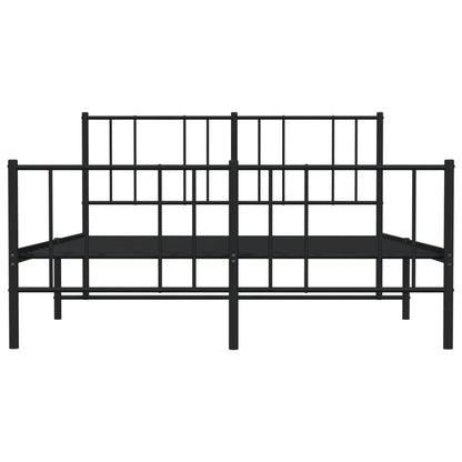 Stylish Black Metal Bed Frame with Footboard 120x200cm