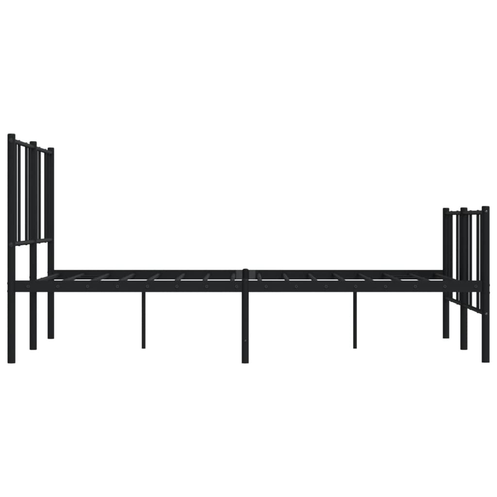 Stylish Black Metal Bed Frame with Footboard 120x200cm