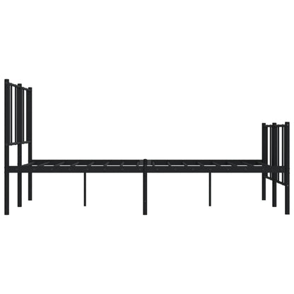 Stylish Black Metal Bed Frame with Footboard 120x200cm