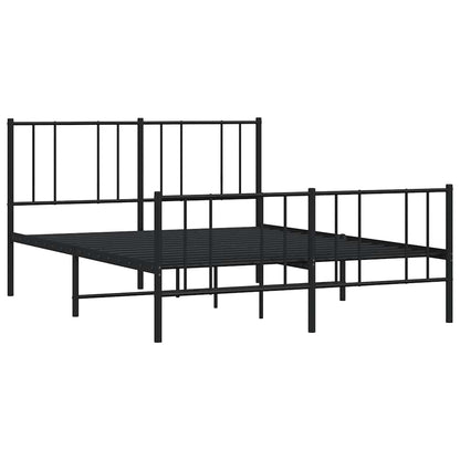 Black Metal Bed Frame with Footboard 135x190cm - No Mattress Included