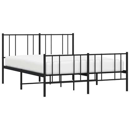Black Metal Bed Frame with Footboard 135x190cm - No Mattress Included