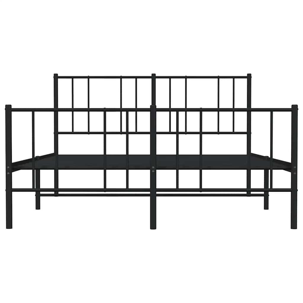 Black Metal Bed Frame with Footboard 135x190cm - No Mattress Included