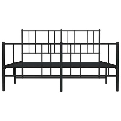 Black Metal Bed Frame with Footboard 135x190cm - No Mattress Included