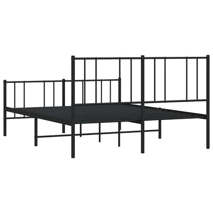 Black Metal Bed Frame with Footboard 135x190cm - No Mattress Included