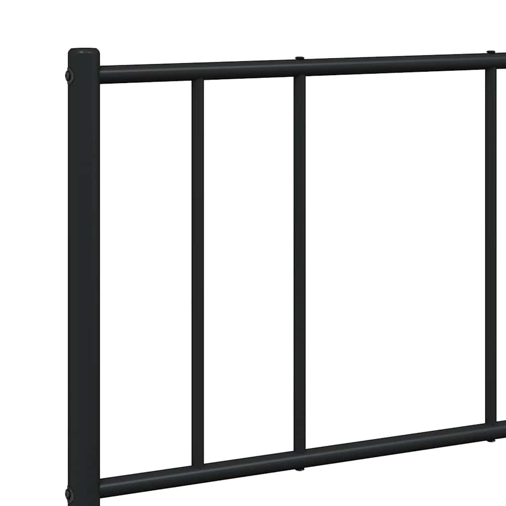 Black Metal Bed Frame with Footboard 135x190cm - No Mattress Included