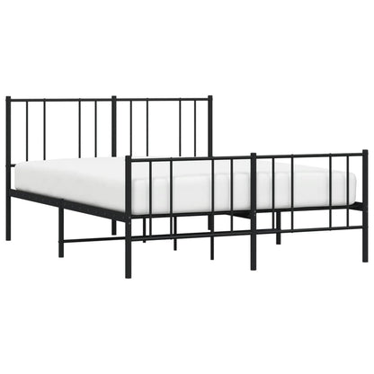 Black Metal Bed Frame with Footboard 140x190cm - No Mattress