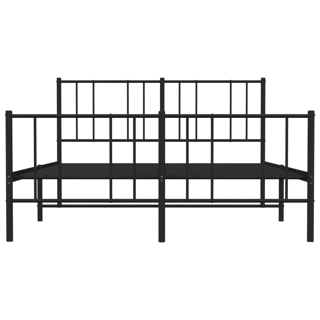 Black Metal Bed Frame with Footboard 140x190cm - No Mattress
