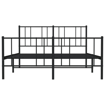 Black Metal Bed Frame with Footboard 140x190cm - No Mattress