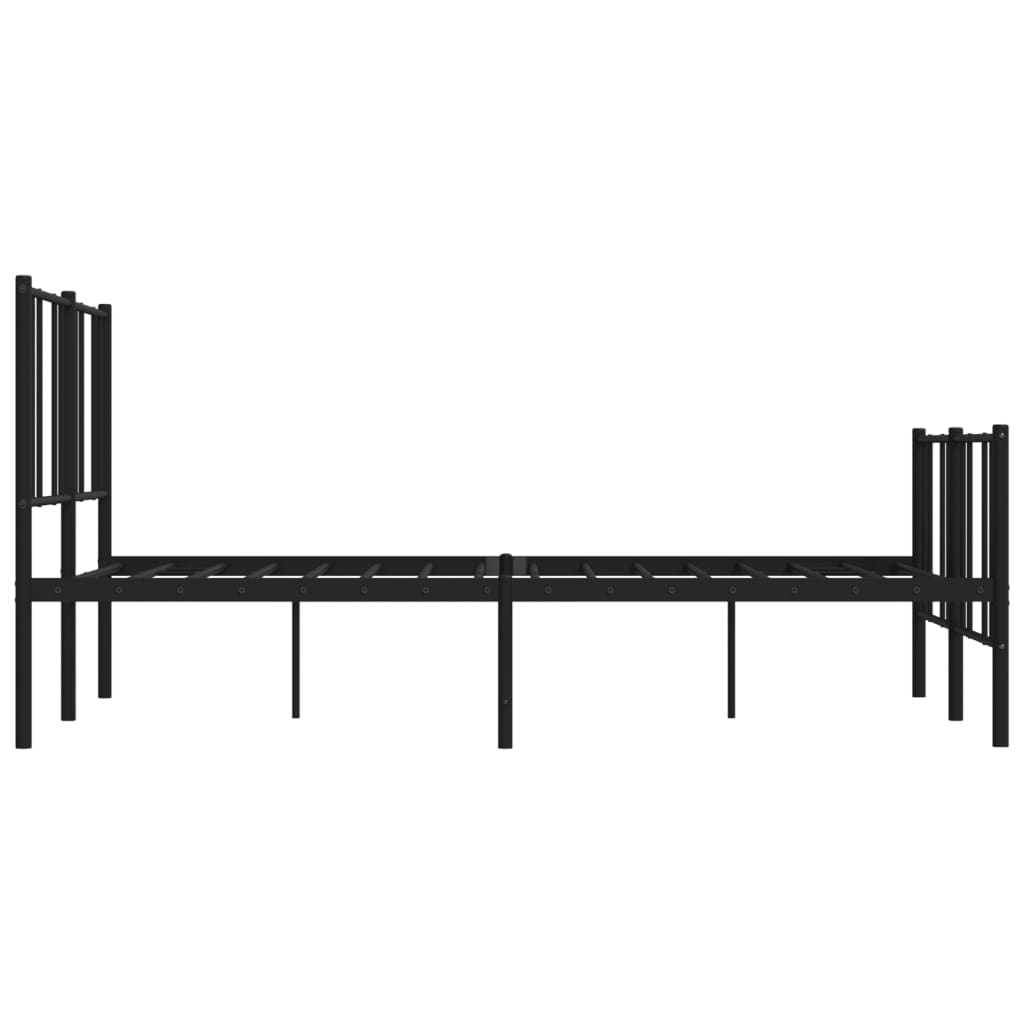 Black Metal Bed Frame with Footboard 140x190cm - No Mattress