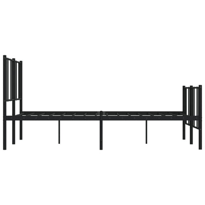 Black Metal Bed Frame with Footboard 140x190cm - No Mattress