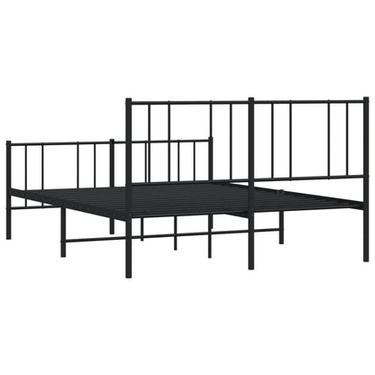 Black Metal Bed Frame with Footboard 140x190cm - No Mattress