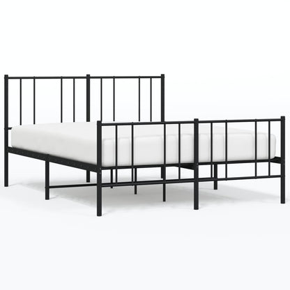 Black Metal Bed Frame with Footboard - 140x200cm (Mattress Not Included)