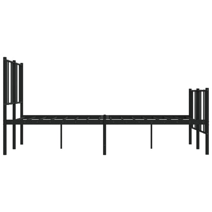 Black Metal Bed Frame with Footboard - 140x200cm (Mattress Not Included)