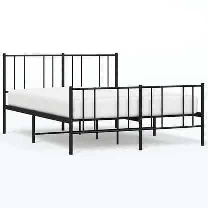 Sturdy Black Metal Bed Frame with Footboard 150x200cm
