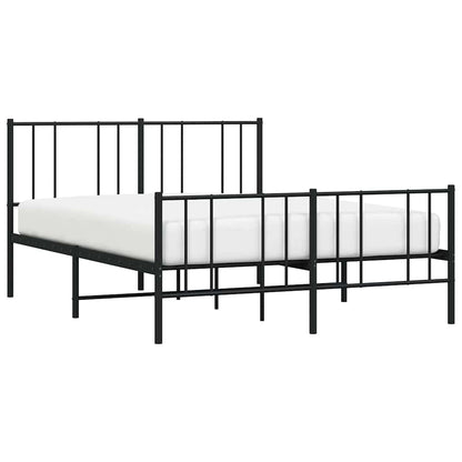 Sturdy Black Metal Bed Frame with Footboard 150x200cm
