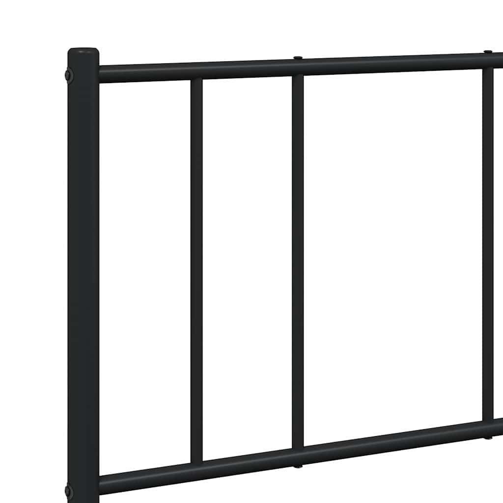 Sturdy Black Metal Bed Frame with Footboard 150x200cm